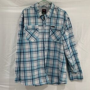 Wrangler Blue White Plaid Button-Down Shirt